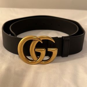 NWOT Authentic Gucci Men’s black leather Double G belt size 90/36